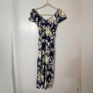 Floral hawaiian Off-Shoulder or sleeveless Midi Dress